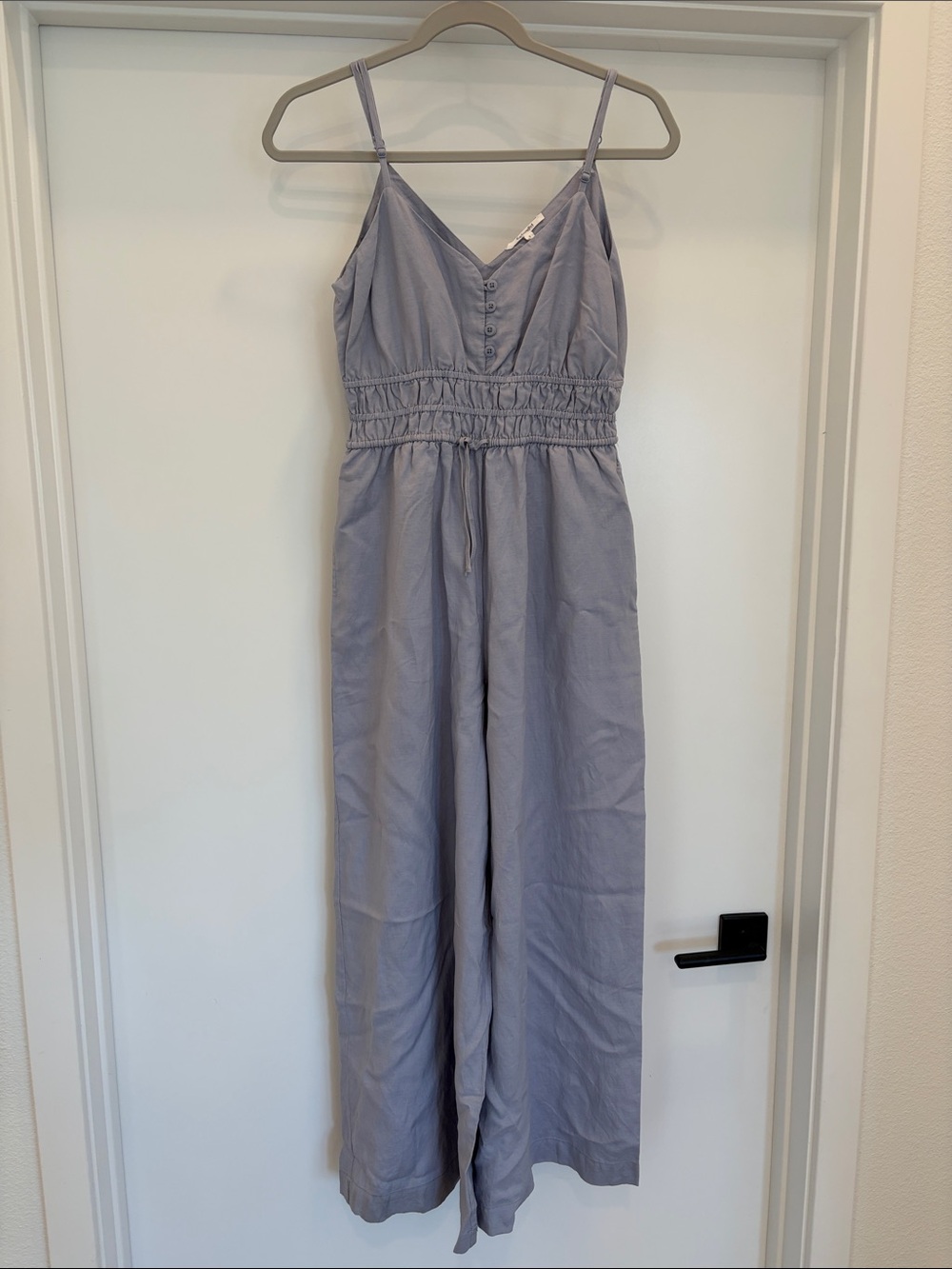 Splendid Light Gray/Blue Sleeveless Wide-Leg Jumpsuit